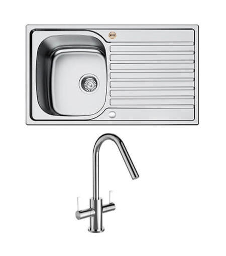 Bristan Inox 1.0 Easyfit Kitchen Sink With Cashew Tap SK INXRD1 SU CSH