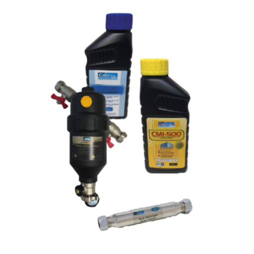Plumbco Magnetic HF1 Filter Pack C/W Inhibitor & Sludge Flux Remover and Calmag Magnetic Scale Inhibitor