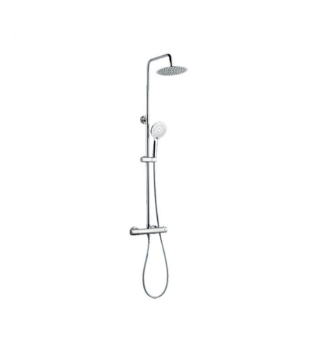 Kartell Plan Thermostatic Bar Shower Valve With Round Overhead Drencher and Sliding Handset - Chrome