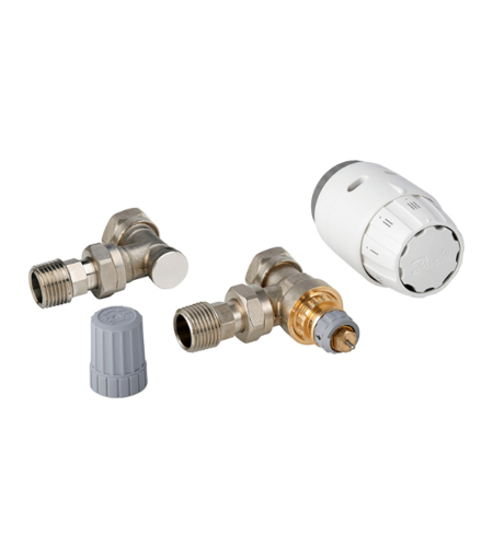 Danfoss RAS-C2 Angled Thermostatic Valve and Lockshield 15mm