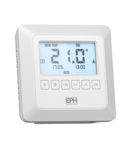 EPH Battery Operated Programmable Thermostat with Lockable Keypad & Limitable Temperature Range.