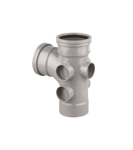 Wavin OsmaSoil 4S395G S/SW Single 5 Boss Branch 87.5 deg 110mm Grey