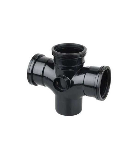 Wavin OsmaSoil 4S230b S/S Double Branch 87.5 deg 110mm Black