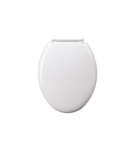 SOFT CLOSE TOILET SEAT WHITE WITH PLASTIC HINGES