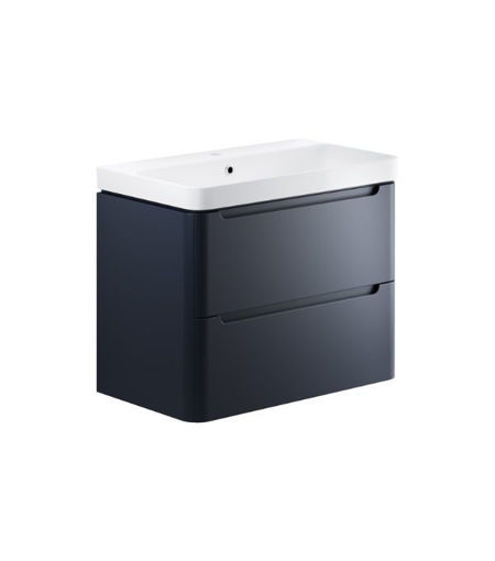 Laburnum 805mm 2 Drawer Wall Hung Basin Unit - Matt Indigo