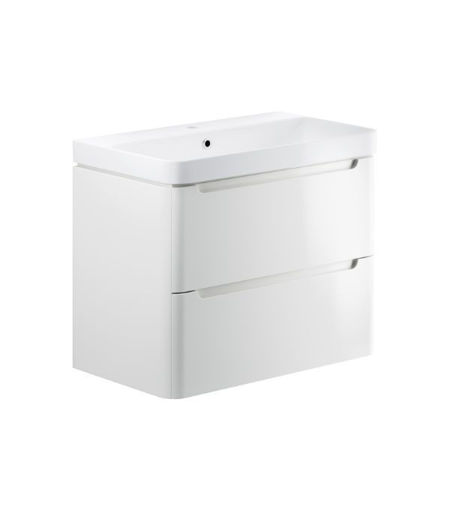 Laburnum 805mm 2 Drawer Wall Hung Basin Unit - White Gloss