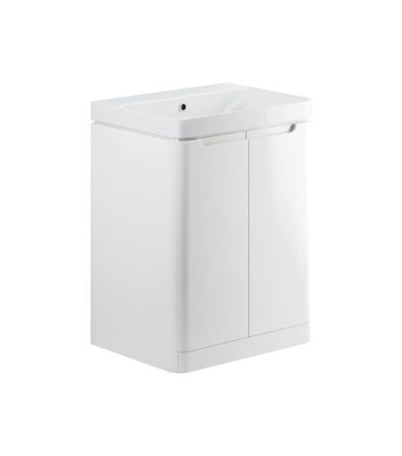 Laburnum 605mm 2 Door Floor Standing Basin Unit - White Gloss
