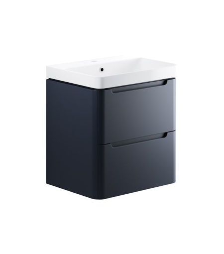Laburnum 605mm 2 Drawer Wall Hung Basin Unit - Matt Indigo