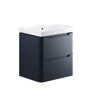 Laburnum 605mm 2 Drawer Wall Hung Basin Unit - Matt Indigo