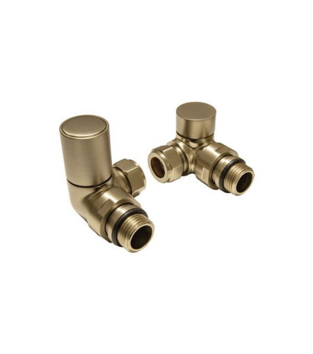 Patterned Brushed Brass Radiator Valves - Corner