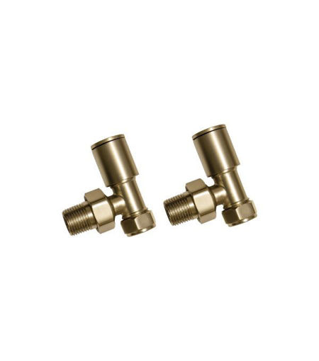Patterned Brushed Brass Radiator Valves - Angled