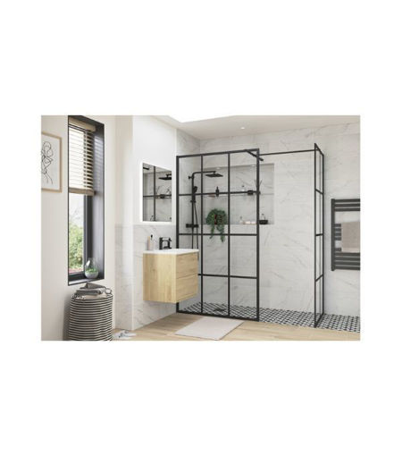 Coniston 760mm Framed Wetroom Side Panel - Black