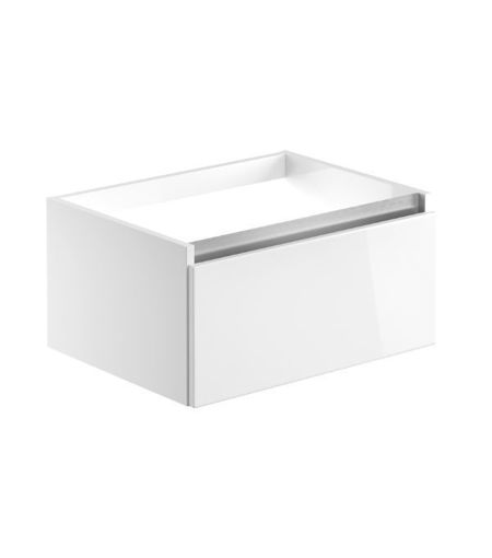 Carton 600mm 1 Drawer Wall Hung Basin Unit (No Top) - White Gloss