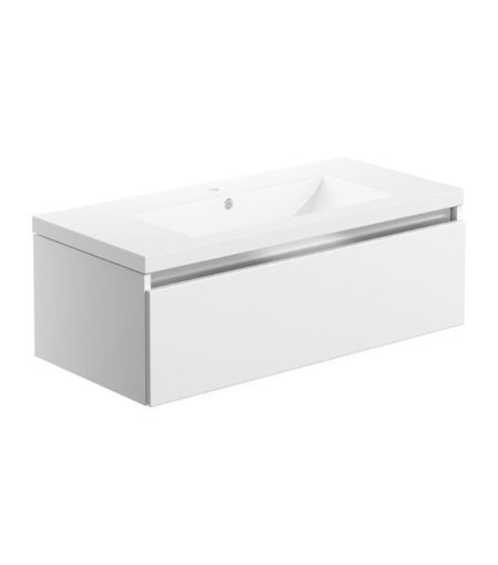 Carton 815mm 1 Drawer Wall Hung Basin Unit Inc. Basin - White Gloss