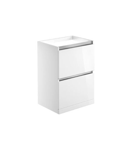 Carton 600mm 2 Drawer Floor Standing Basin Unit (No Top) - White Gloss