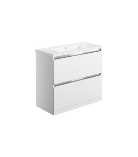 Carton 815mm 2 Drawer Floor Standing Basin Unit Inc. Basin - White Gloss