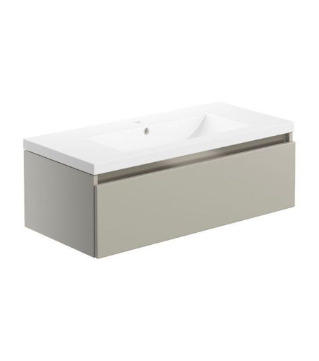 Carton 815mm 1 Drawer Wall Hung Basin Unit Inc. Basin - Latte