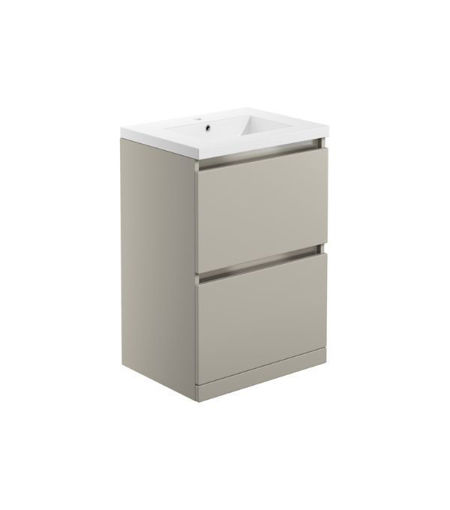 Carton 615mm 2 Drawer Floor Standing Basin Unit Inc. Basin - Latte