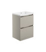 Carton 615mm 2 Drawer Floor Standing Basin Unit Inc. Basin - Latte