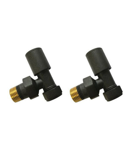 Patterned Anthracite Radiator Valves - Angled