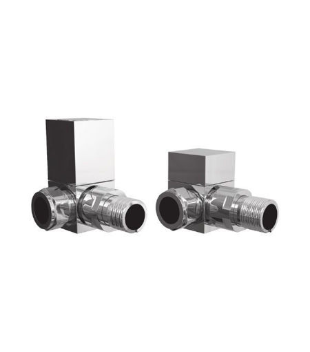Square Chrome Radiator Valves - Corner