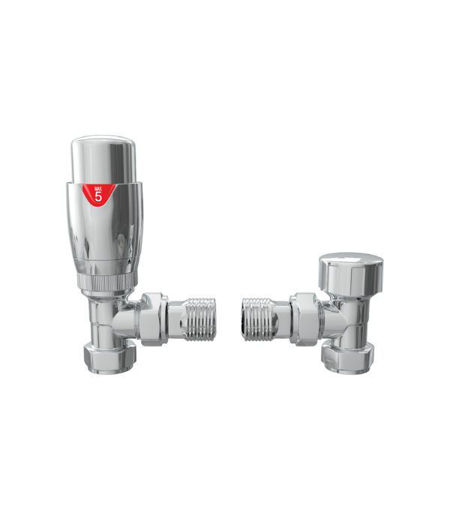 Round Thermostatic Chrome Radiator Valves - Angled