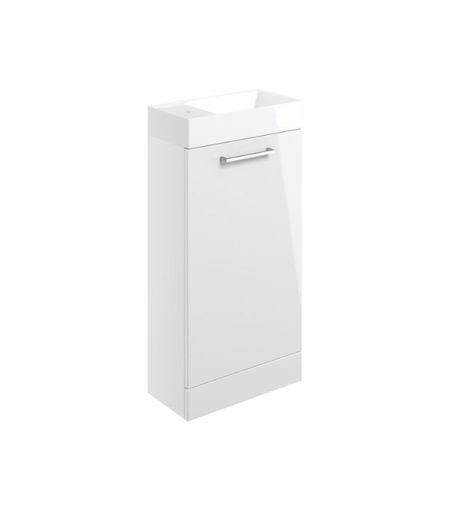 Avon 410mm Floor Standing 1 Door Basin Unit & 1TH Basin - White Gloss