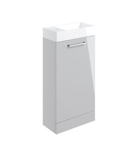 Avon 410mm Floor Standing 1 Door Basin Unit & 1TH Basin - Grey Gloss