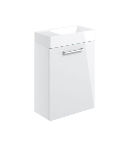 Avon 410mm Wall Hung 1 Door Basin Unit & 1TH Basin - White Gloss