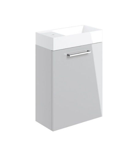Avon 410mm Wall Hung 1 Door Basin Unit & 1TH Basin - Grey Gloss