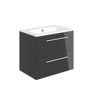 Avon 610mm Wall Hung 2 Drawer Basin Unit & 1TH Thin Edge Basin - Anthracite Gloss