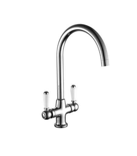 Kartell Chrome Kitchen Tradiation Sink Mixer With White Handles