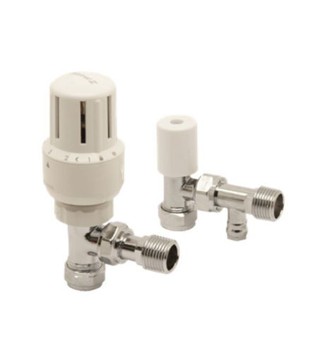Pegler Mistral II 15mm x 1/2 Angled TRV & L/Shield Drain Off Valve