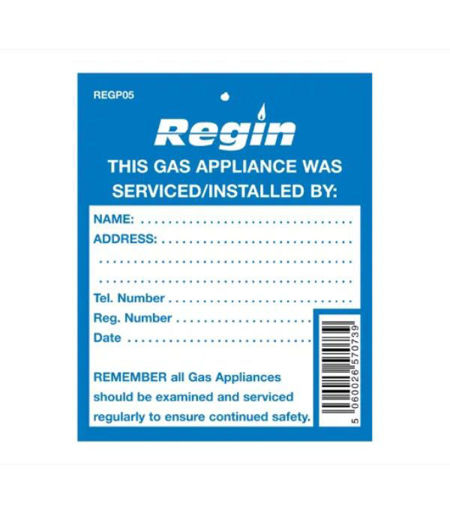 Regin Gas Appliance Serviced Tag REGP05