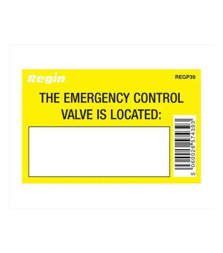 Regin Gas Valve Location Sticker REGP39