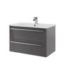 Kartell Purity Wall Hung Vanity Basin Unit 800mm 2 Drawer - Storm Grey Gloss