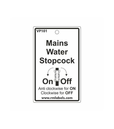 Mains Water Stopcock Tag - Sticker