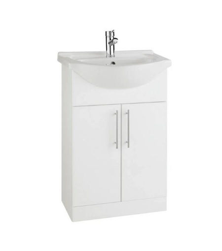 Kartell Encore 550mm Ceramic Basin 1 Tap Hole - White Gloss