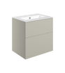 Stanwell 610mm Wall Hung 2 Drawer Basin Unit & 1TH Basin - Matt Latte