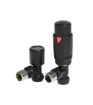 Round Thermostatic Matt Black Radiator Valves - Angled