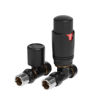 Round Thermostatic Matt Black Radiator Valves - Straight