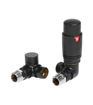 Round Thermostatic Matt Black Radiator Valves - Corner