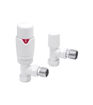 Round Thermostatic White Radiator Valves - Angled