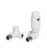 Round Thermostatic White Radiator Valves - Corner