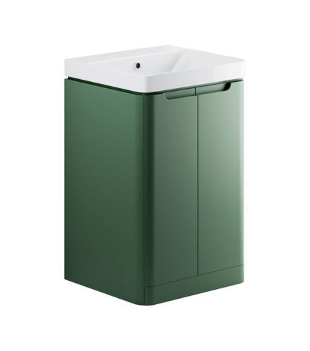 Laburnum 500mm 2 Door Floor Standing Cloakroom Basin Unit - Matt Sage Green