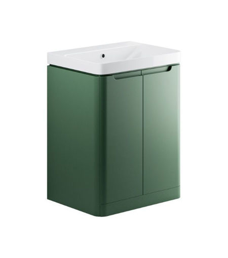 Laburnum 605mm 2 Door Floor Standing Basin Unit - Matt Sage Green
