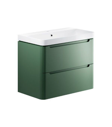 Laburnum 805mm 2 Drawer Wall Hung Basin Unit - Matt Sage Green