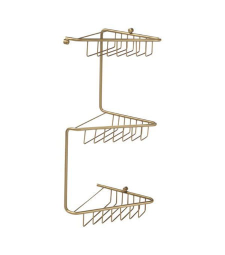 Steele 3-Tier Corner Shower Caddy - Brushed Brass