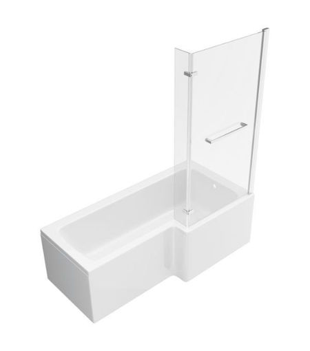 Vardon L Shape 1700x850x560mm 0TH Shower Bath Pack (RH) - Chrome
