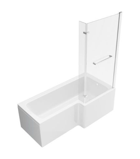 Vardon L Shape SUPERCAST 1700x850x560mm 0TH Shower Bath Pack (RH) - Chrome